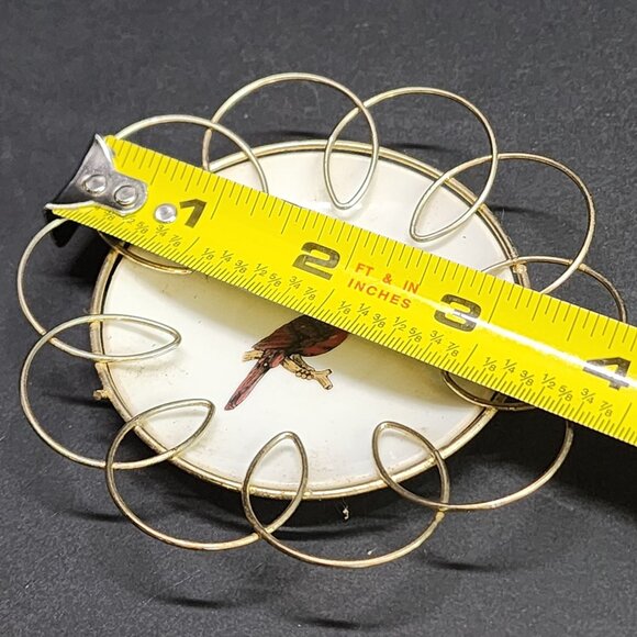 Vintage Kentucky Wire Framed Cardinal Plate Decorative Red Bird 4'' JAPAN - Picture 5 of 5